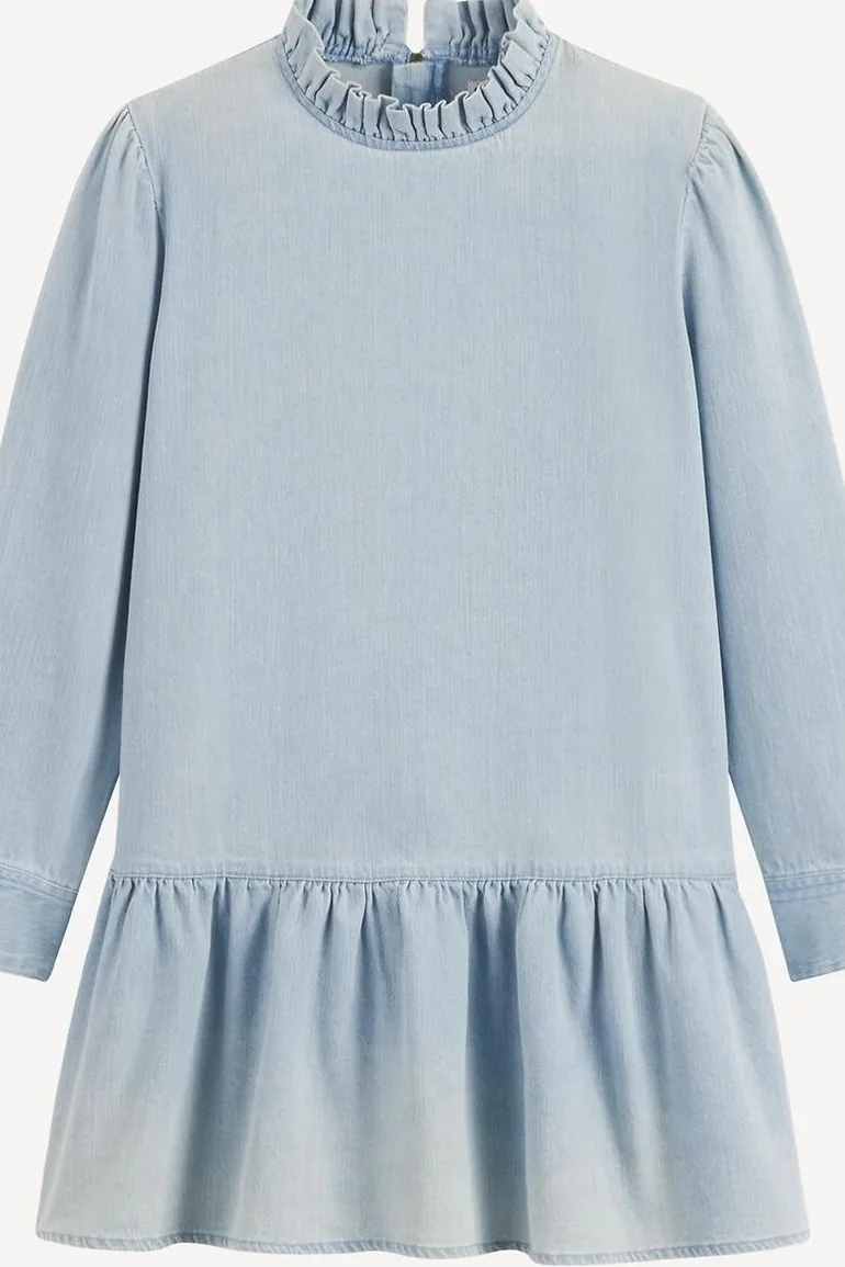Long Sleeve Maxi Dress in Lightweight Denim - 1