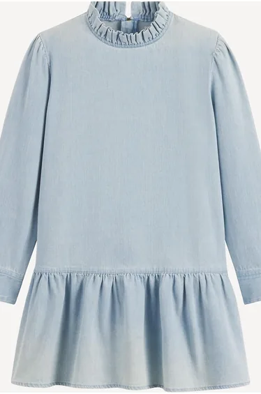 فستان ماكسي دينيم بأكمام طويلة