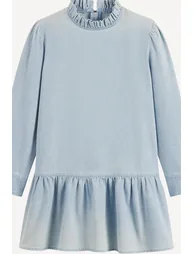 Long Sleeve Maxi Dress in Lightweight Denim - 1