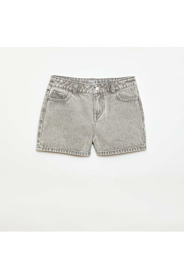 High-waisted denim shorts GREY