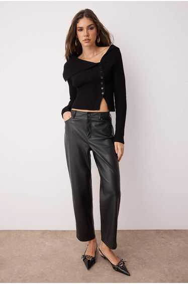 Black Mercerized Look Premium Yarn/Special Yarn Knitwear Cardigan