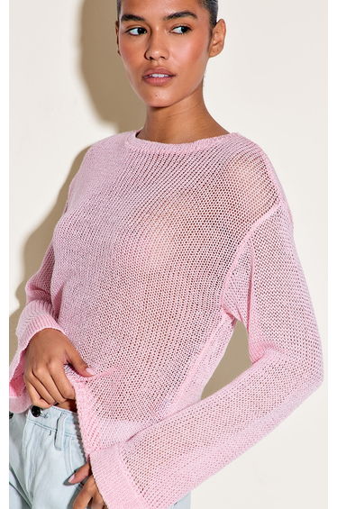 Pink Filagree Knit Slouchy Jumper