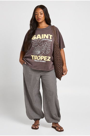 Plus Saint Tropez Printed T Shirt - chocolate