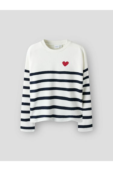 Striped Jumper/Sweater with Heart Motif On Chest