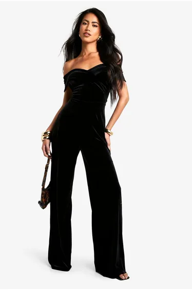 Velvet Bardot Wide Leg Jumpsuit