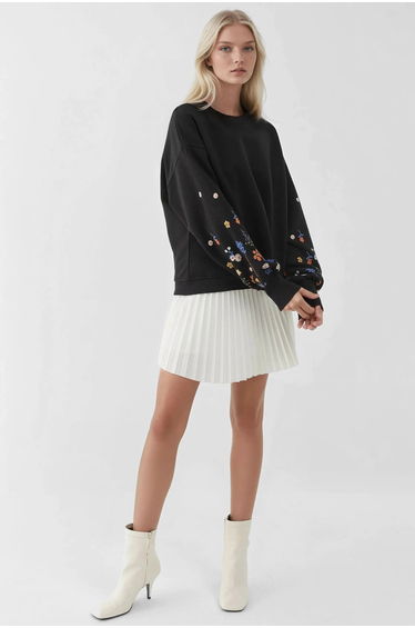 Printed Long Sleeve Crew Neck Sweatshirt