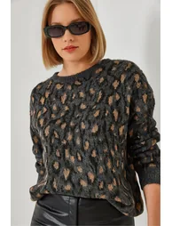 LUCCI Leopard Print Crew Neck Sweater - 1