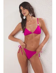 Fuchsia Tied Brazilian Bikini Bottom - 1
