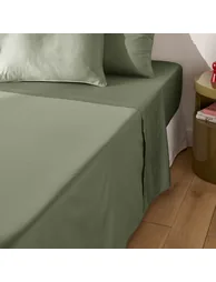شرشف سرير قطن ساتين سادة - 1