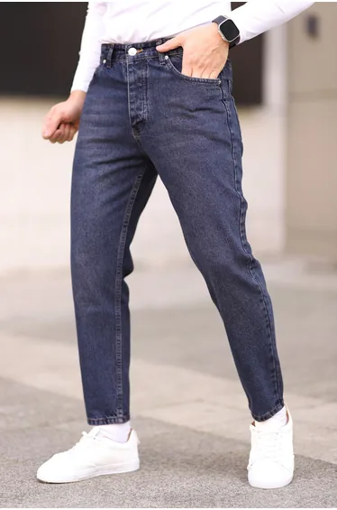 Navy Blue Men's Boyfriend Jeans Trousers