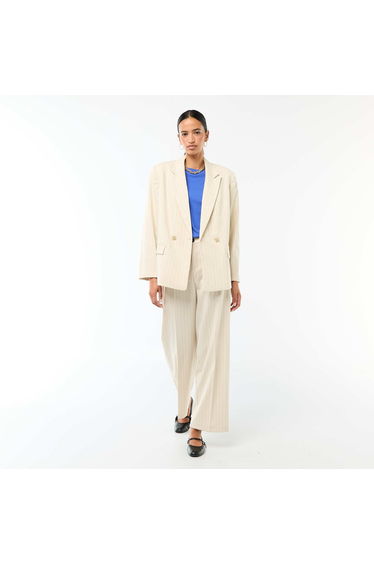 Double-Breasted Tailored Blazer BEIGE