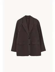 Boyfriend Fit Tunic Blazer Jacket - CHOCOLATE BROWN - 6