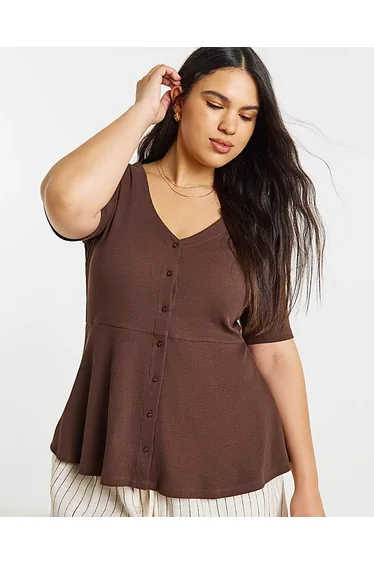 Button Through Peplum Top