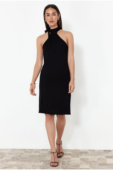 Black Straight Throat Tie Detailed