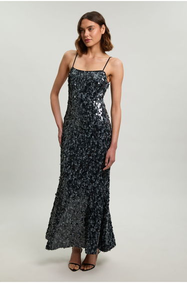 Sequin Strappy Woven Maxi Dress