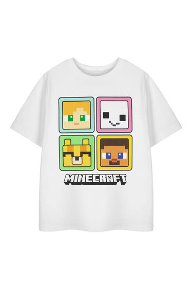 Minecraft Girls Squares Short-Sleeved T-Shirt - White