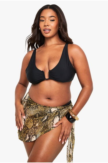 Plus Beachwear Essentials Snake Print Mini Sarong