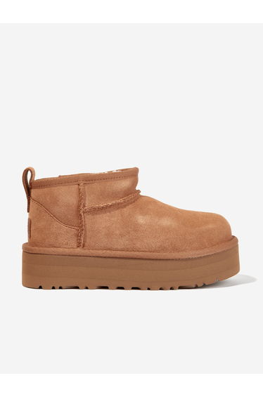 Girls Classic Ultra Mini Platform Boots in Brown