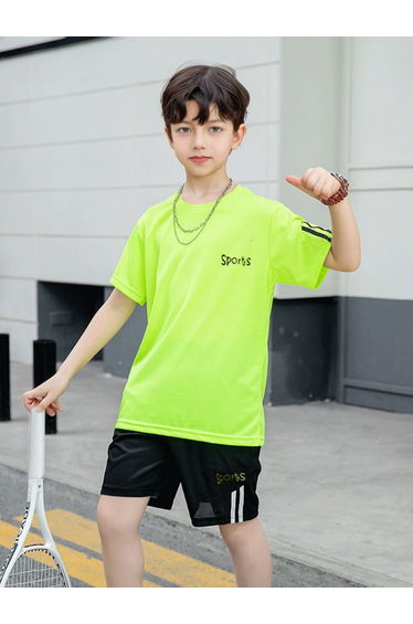 Boys Slogan Print T-Shirt and Shorts Set