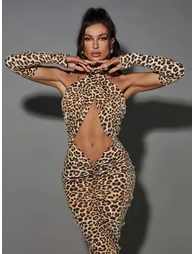 Peyton Sequin Leopard Printed Maxi Dress - 4