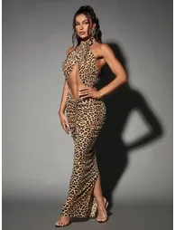 Peyton Sequin Leopard Printed Maxi Dress - 5