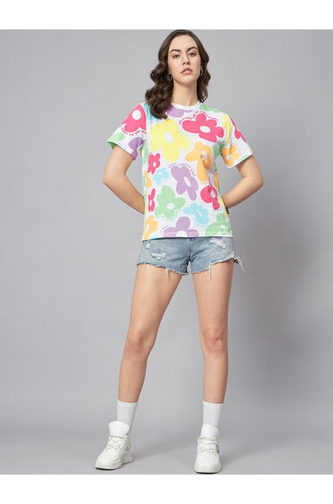 Women Floral Print Cotton T-Shirt