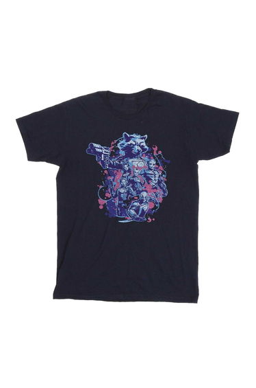 Guardians Of The Galaxy Volume 3 Boys Group Pose Cotton T-Shirt - Navy Blue