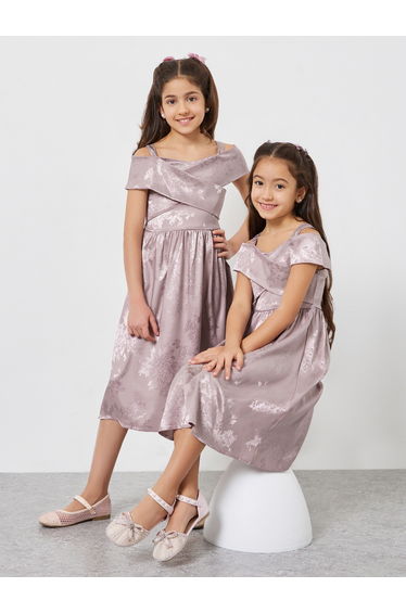 Girls Lilac Cross Over Shoulder Dress