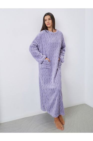 Cable Knit Pocket Detail Fleece Nightdress