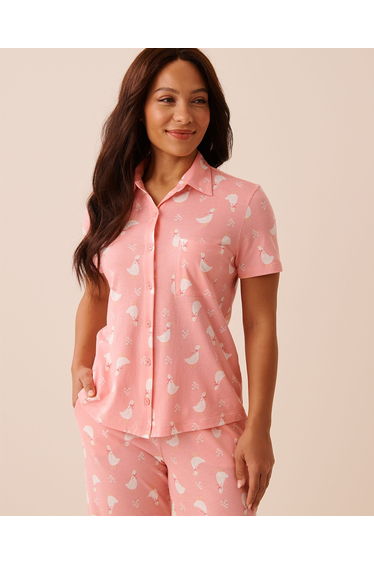 Goose Print Button-down Shirt