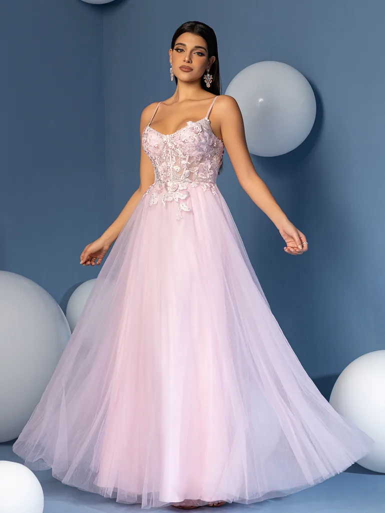 strapless open back dress Light Pink Ruffle Tulle Midi Skirt - All Bottoms