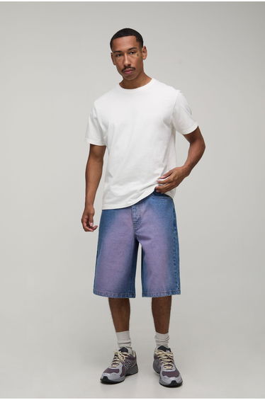 Regular Tinted Denim Jorts - light blue