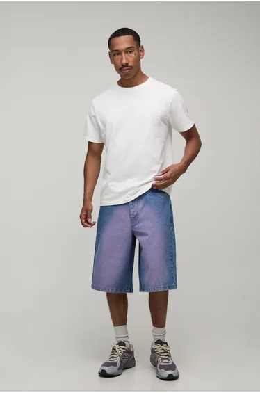 Regular Tinted Denim Jorts - light blue