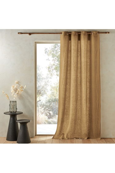 Private Pre-Washed Single Linen Curtain with Eyelets