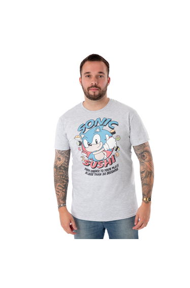 Sonic The Hedgehog Mens Sushi Short-Sleeved T-Shirt - Grey Marl