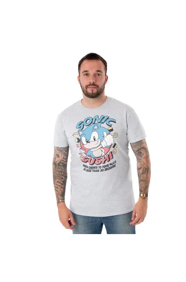 Sonic The Hedgehog Mens Sushi Short-Sleeved T-Shirt - Grey Marl