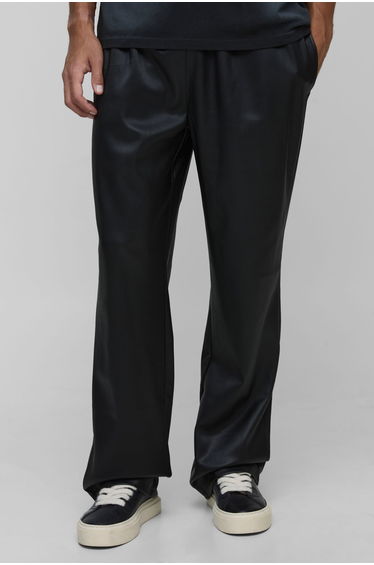 Tall Pleated PU Relaxed Fit Trousers