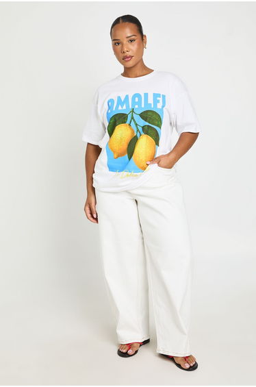 Plus Amalfi Printed T Shirt - white