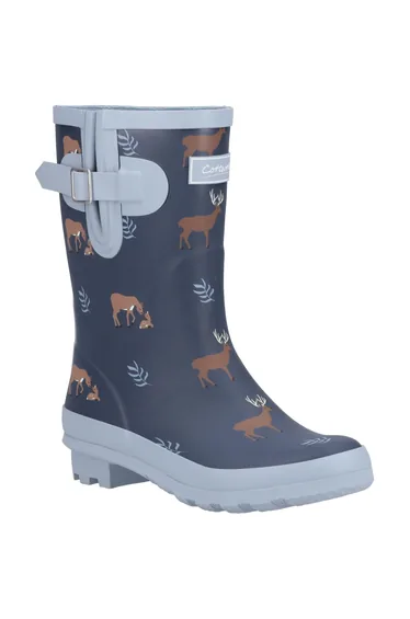 Cotswold Womens/Ladies Woodland Deer Mid Cut Wellington Boots - Navy
