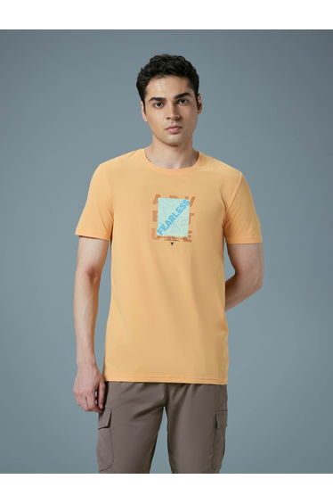 Printed 4-Way Stretch Crew Neck T-Shirt