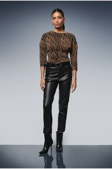 Abstract Metallic Jersey Off Shoulder Top
