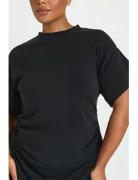 Plus Ruched Waist T-shirt Dress - black - 3
