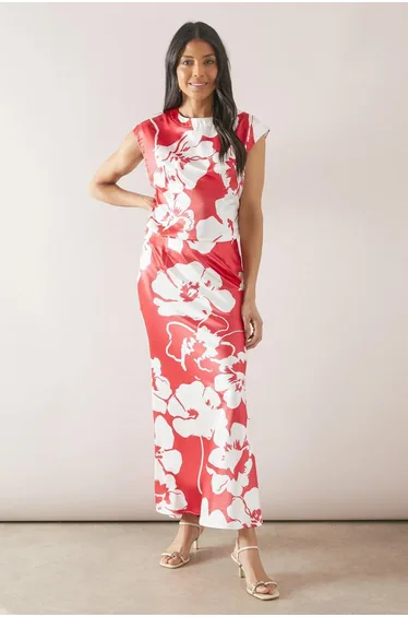 Printed Satin Bias Cut Skirt