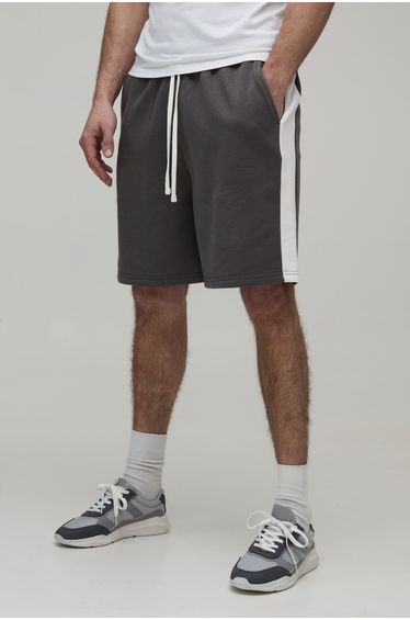 Regular Fit Panelled Jersey Short - charcoal