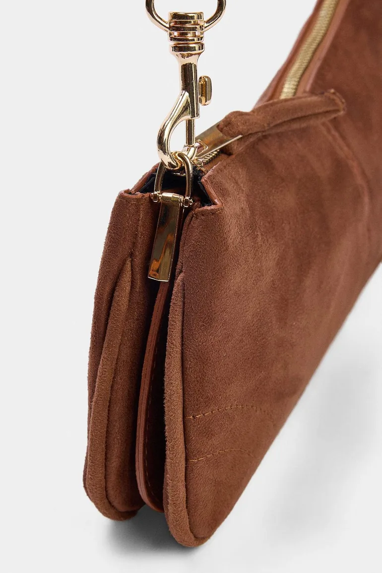 Tan Suede Women's Mini Shoulder Bag - 2