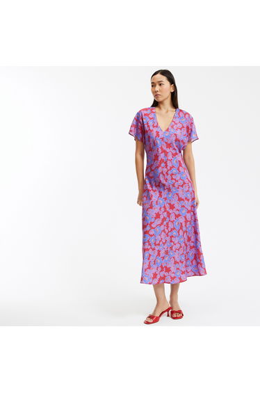 Maxi Floral Skater Dress with Short Sleeves