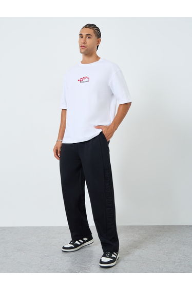 Men White Graphic Print Oversized T-Shirt
