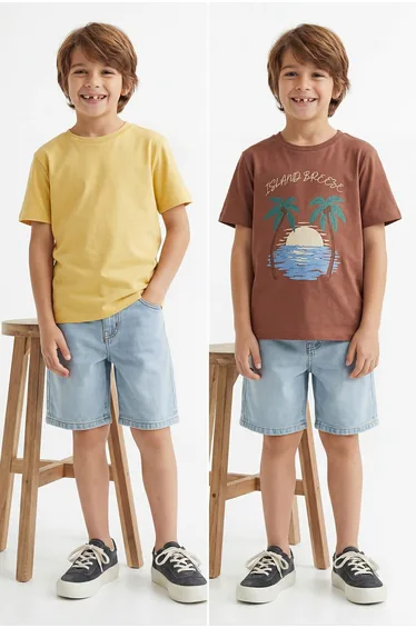 Yellow-Tile Printed Knitted T-Shirt