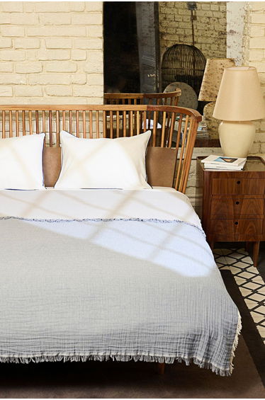 Grey-Blue Muslin Double-Sided Double Pique Bed/Sofa Cover