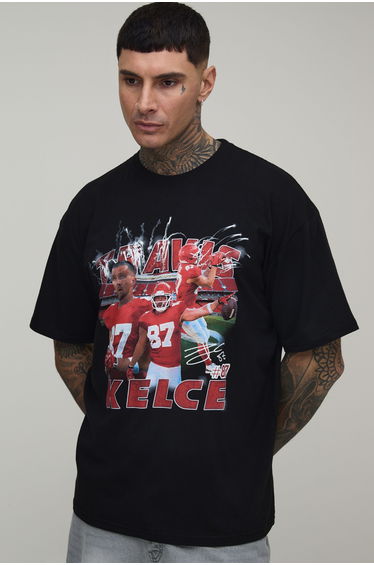 Tall Oversized NFLPA Travis Kelce License Printed T-Shirt